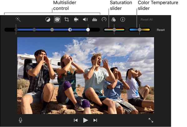 Коррекция яркости в iMovie