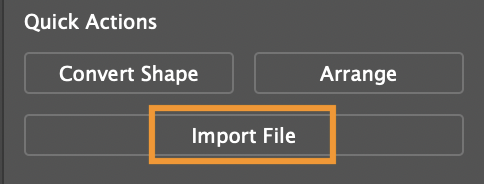 Кнопка Import File в панели Properties Adobe InDesign