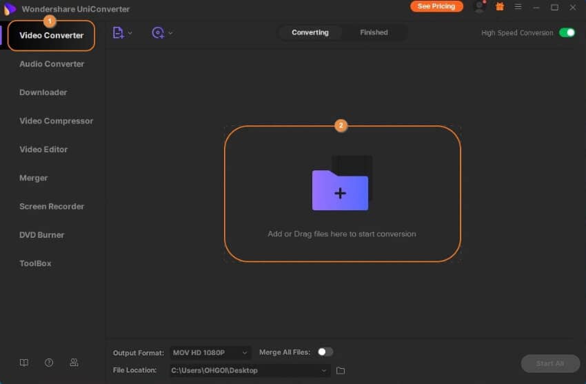 Wondershare UniConverter: добавление VOB