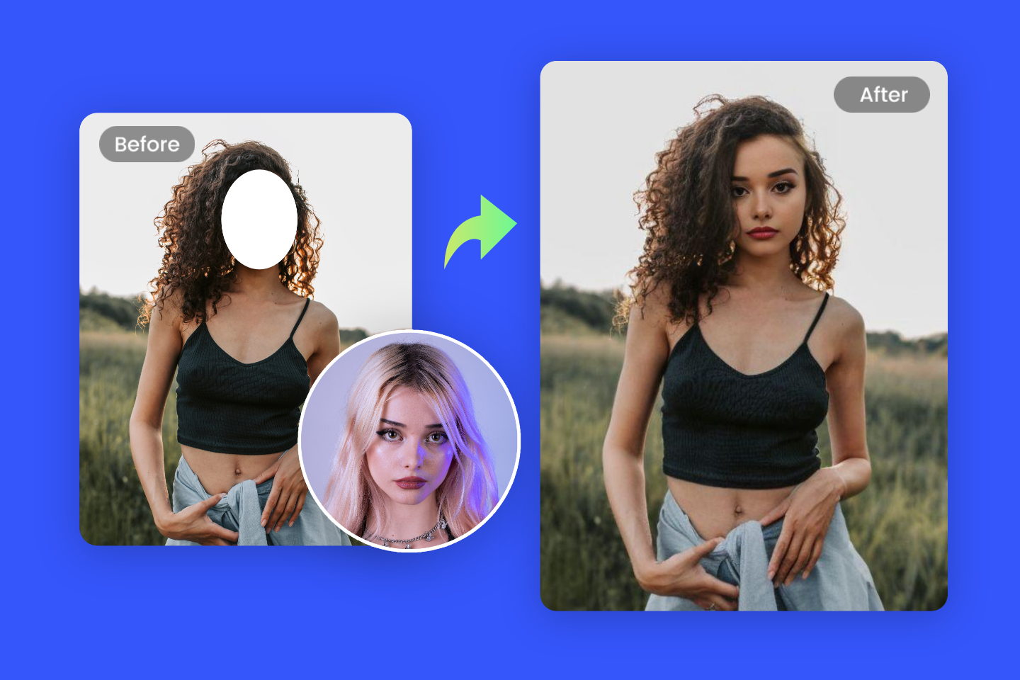 Fotor — пример шаблонной замены лица
