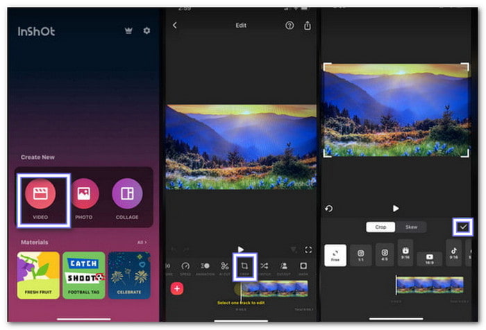 Кадрирование и увеличение видео в InShot