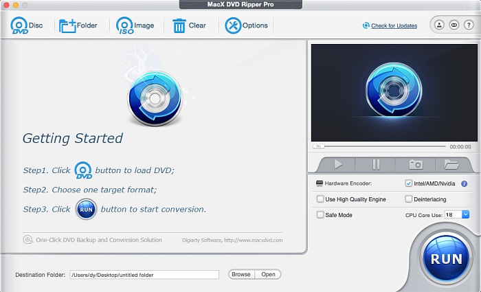 Интерфейс MacX DVD Ripper Pro