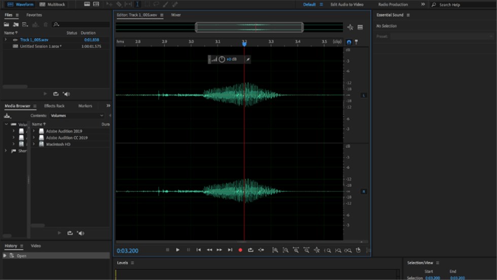 Интерфейс Adobe Audition