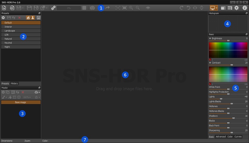 Главное окно SNS-HDR Professional