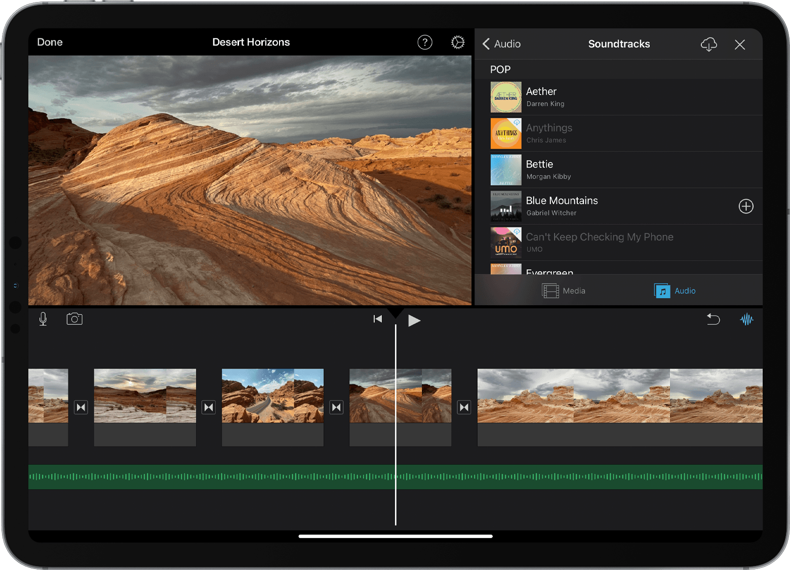 Добавление звуковой дорожки в iMovie на iPad