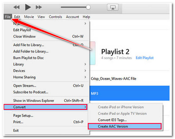 Создание AAC-версии в iTunes