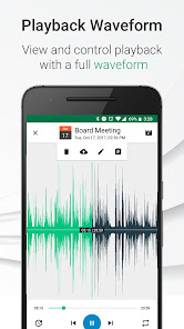 Parrot Voice Recorder — экран воспроизведения с полной waveform