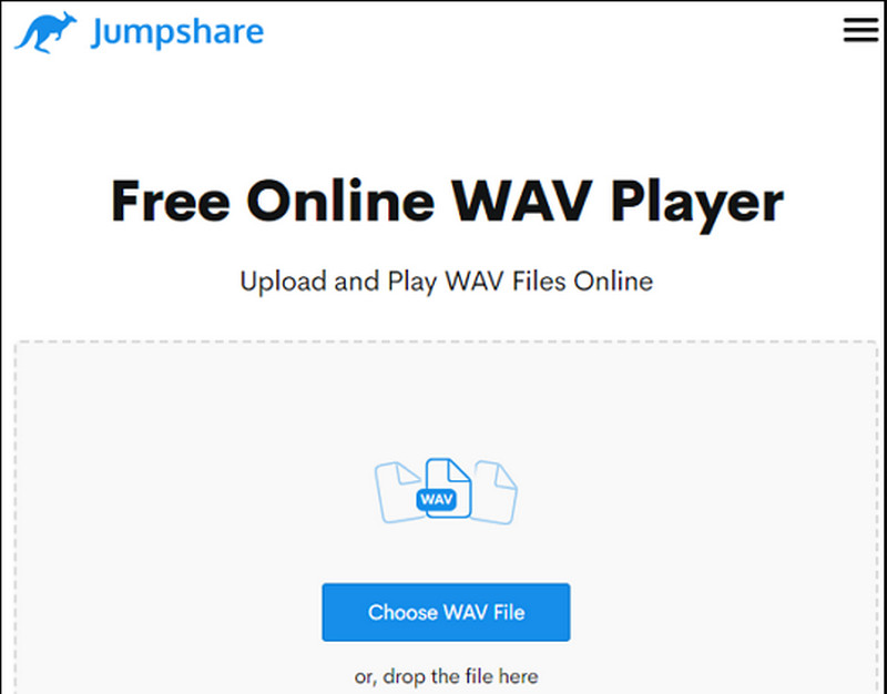 Скриншот Jumpshare Audio Player с загрузкой WAV