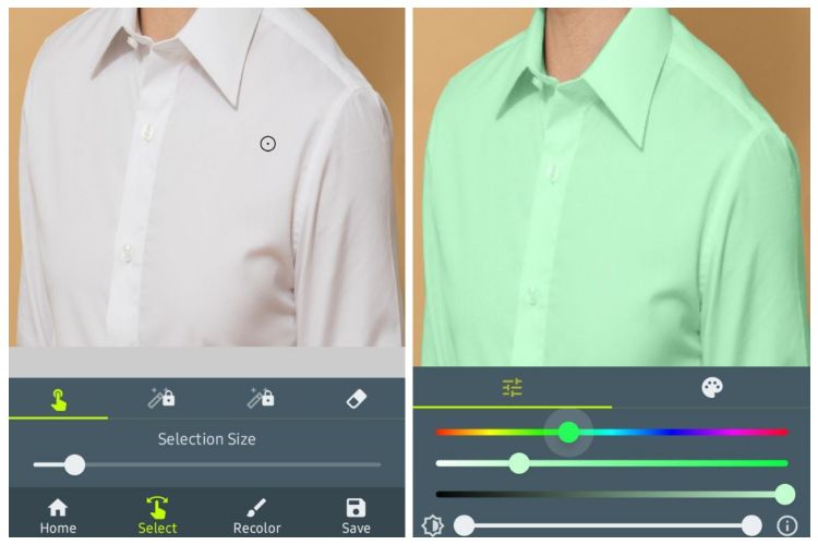 Recolor: выделение области одежды и последующая перекраска