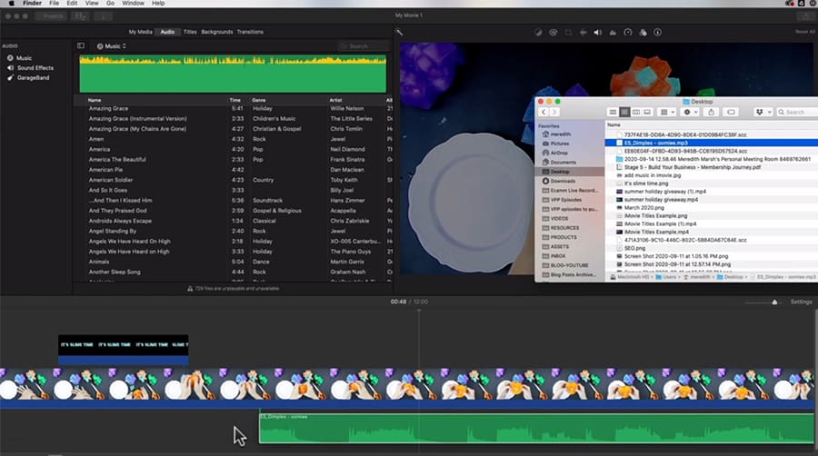 Добавление аудио в iMovie на Mac