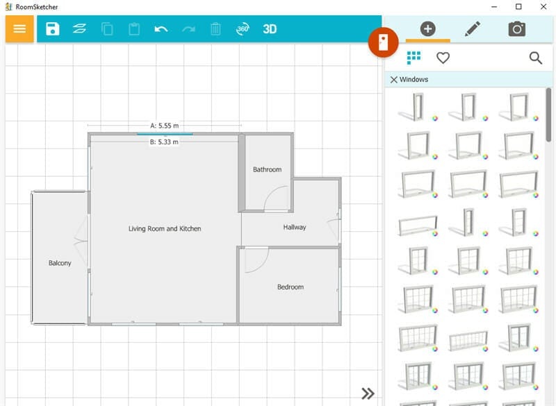 Интерфейс RoomSketcher