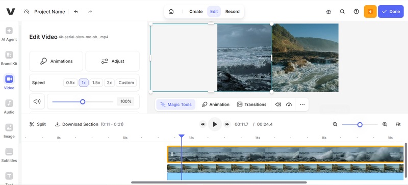 Экспорт видеоколлажа в онлайн-редакторе