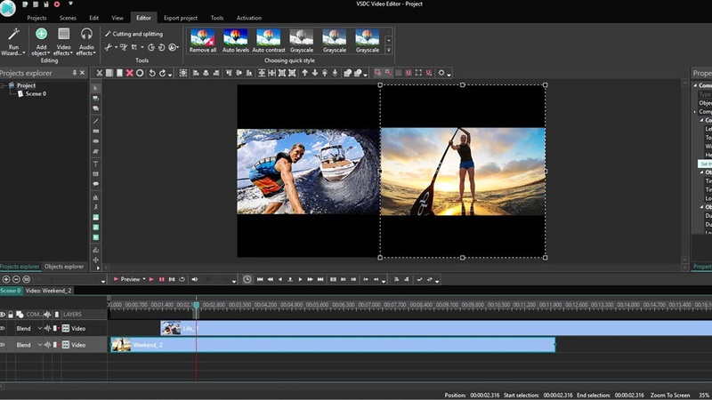 Split screen в VSDC Free Video Editor