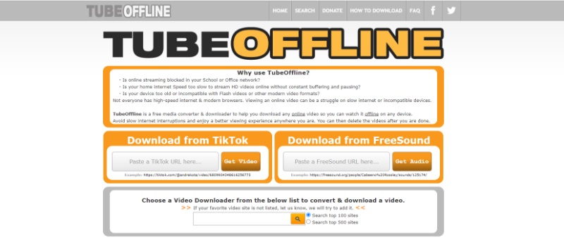 TubeOffline — поле video URL и параметры conversion