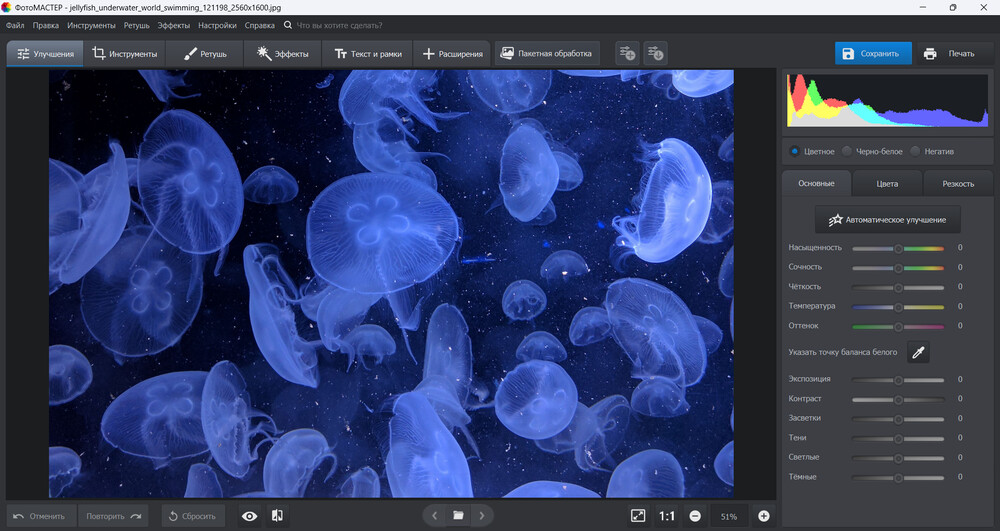 Интерфейс ФотоМАСТЕР для повышения резкости