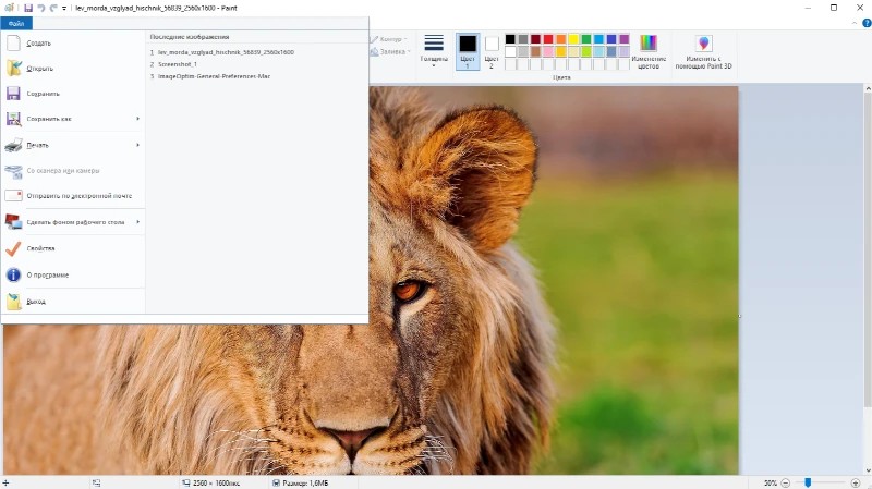 Открытие JPG и выбор инструмента текста в Paint