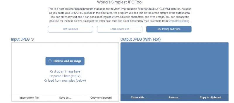 Загрузка JPG в onlineJPGtools