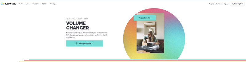 Изменение громкости видео в Kapwing