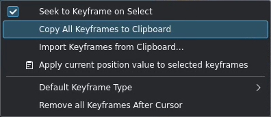 Команда Copy All Keyframes to Clipboard в меню Motion Tracker