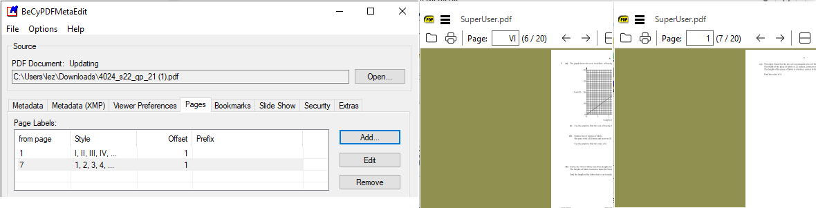 Пример работы с логической нумерацией страниц PDF