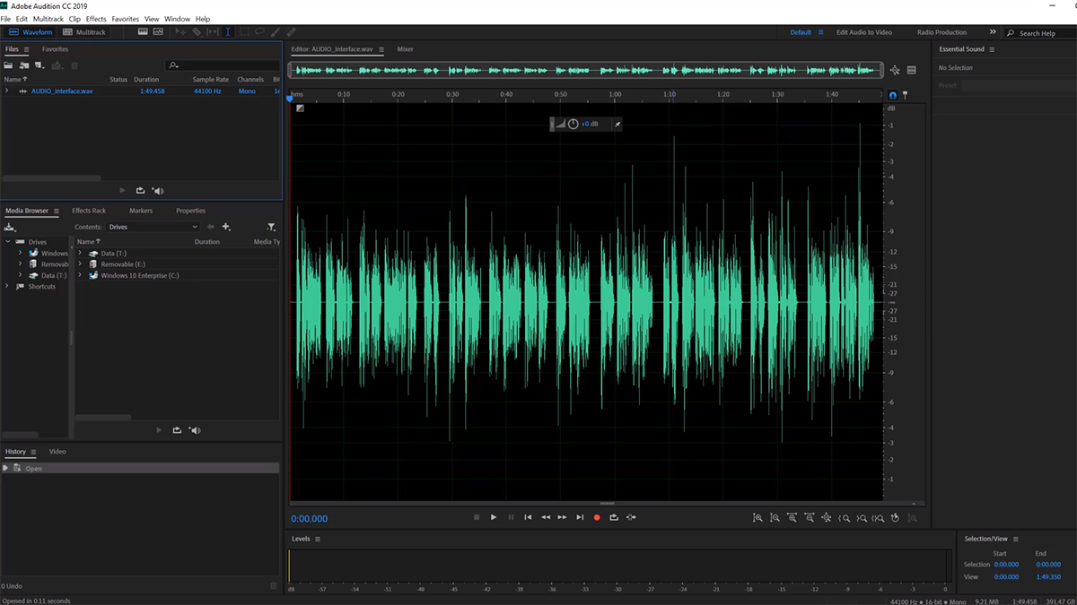 Интерфейс Adobe Audition