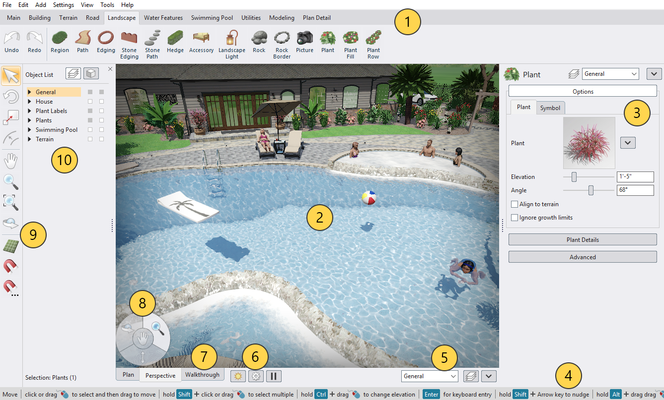 Интерфейс Realtime Landscaping Architect