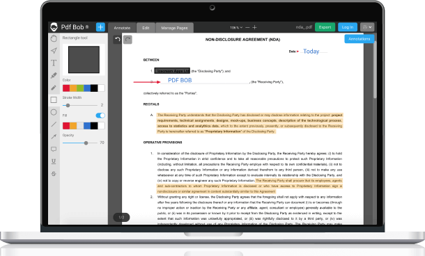 Интерфейс PDF Bob