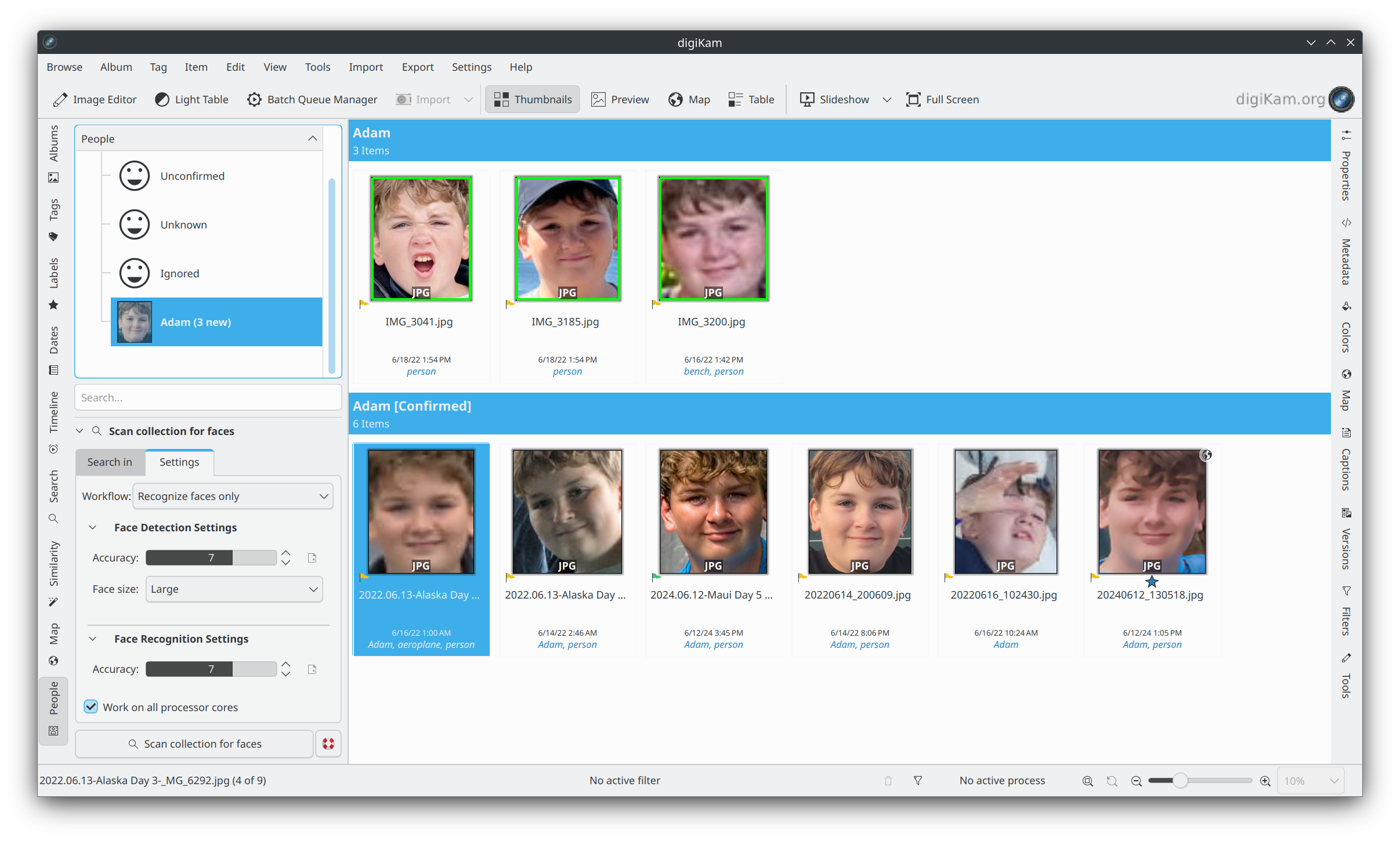 Распознавание и подтверждение лиц в digiKam