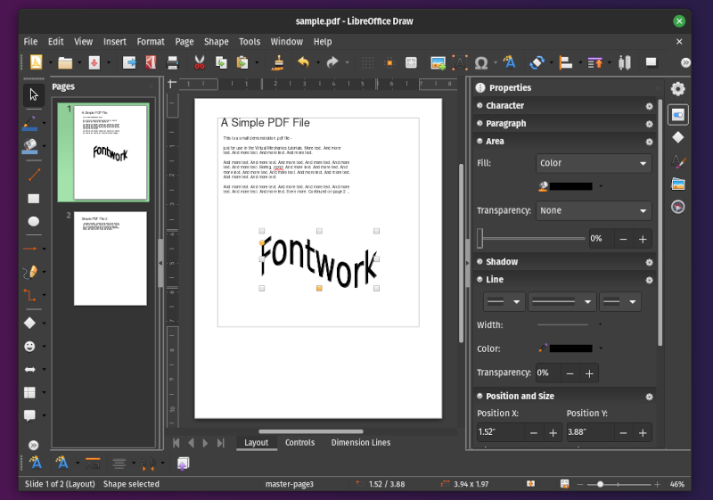 LibreOffice Draw открывает PDF