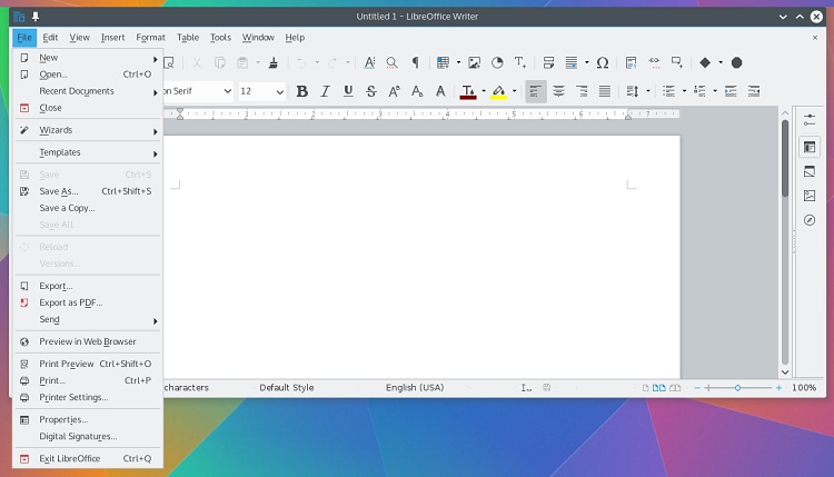 LibreOffice: экспорт документа в PDF