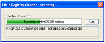 Little Registry Cleaner — окно Scanning во время проверки реестра
