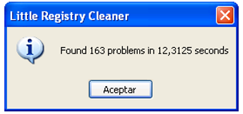 Little Registry Cleaner — сообщение после исправления найденных проблем