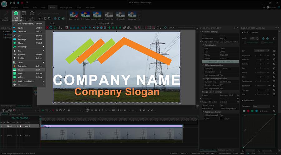 Добавление логотипа в VSDC Free Video Editor