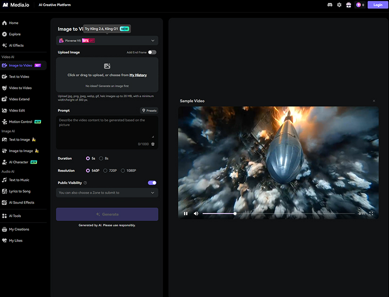 Интерфейс Media.io