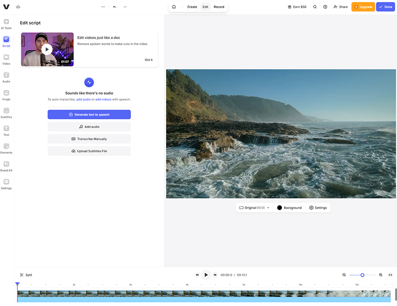 Интерфейс VEED.io