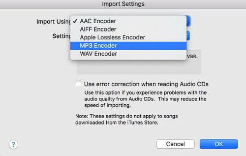 iTunes: выбор MP3 Encoder в Import Settings