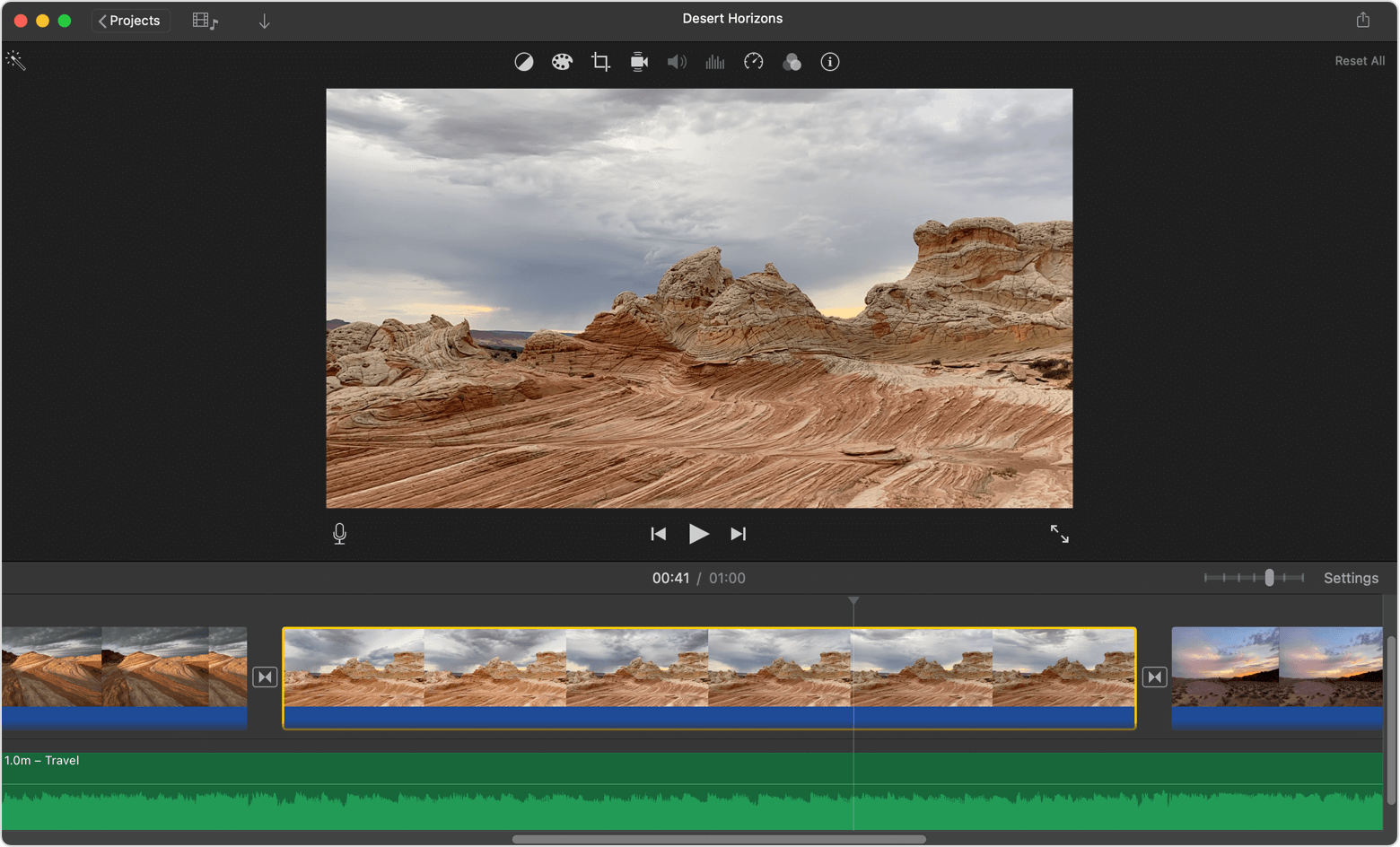 Монтаж клипа в iMovie на macOS