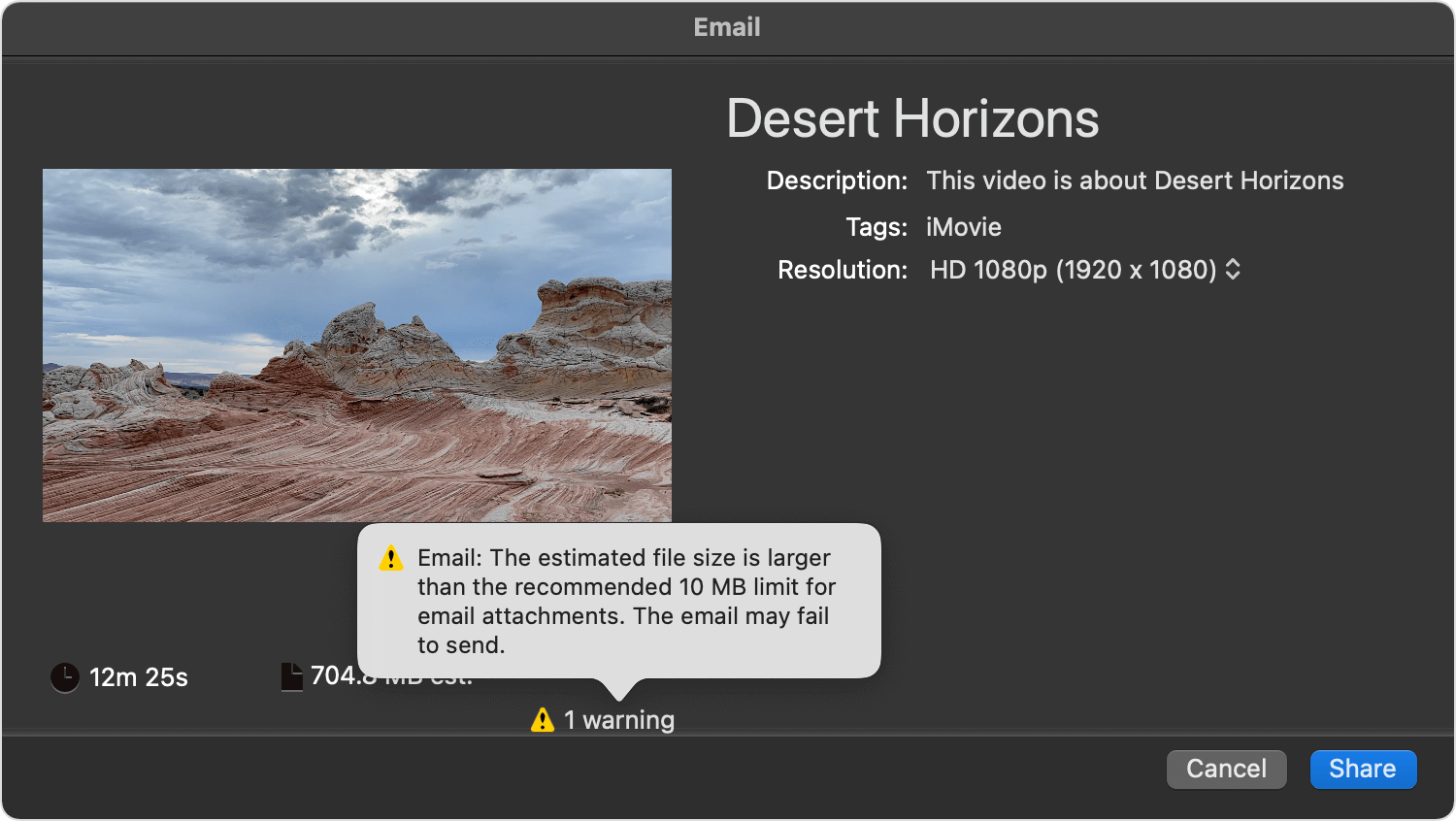 iMovie: экспорт готового мультфильма на Mac