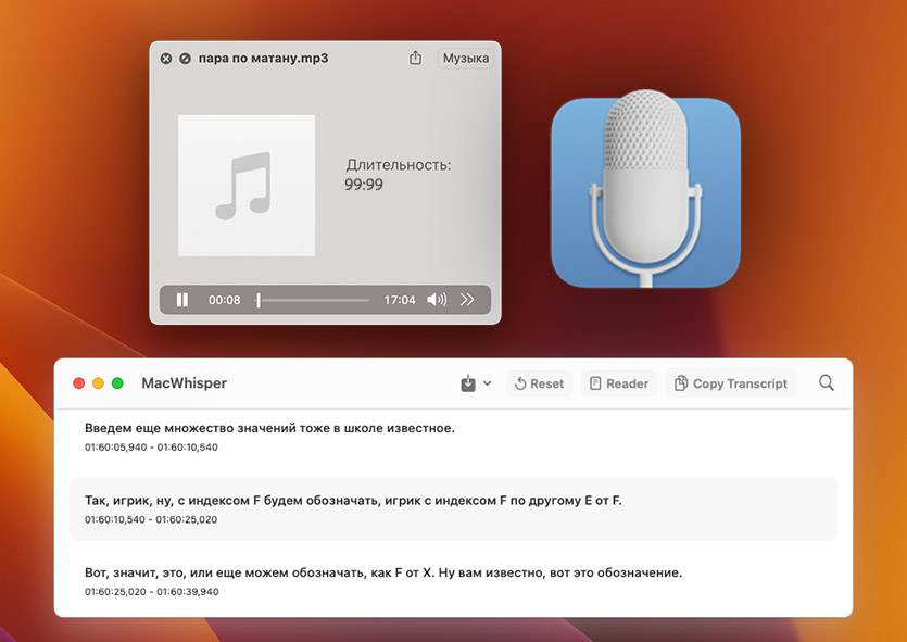 Скриншот MacWhisper
