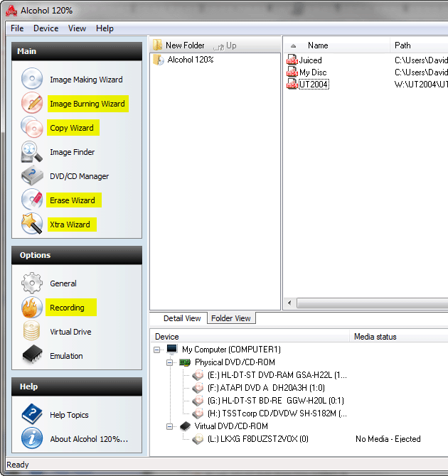 Главное окно Alcohol 120%