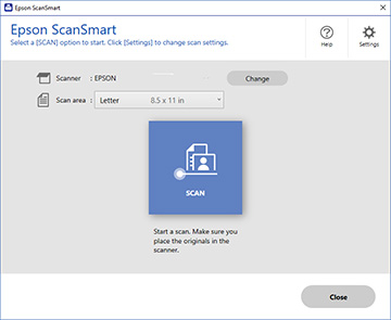 Скриншот Epson ScanSmart: главный экран сканирования