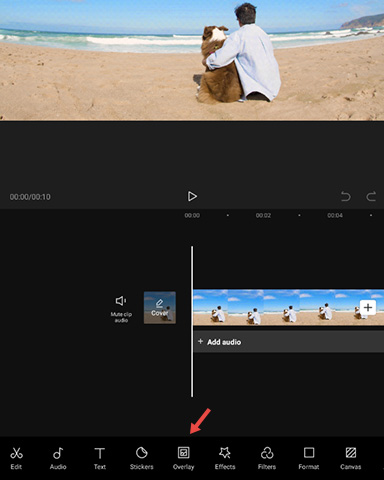 Добавление изображения через Overlay в CapCut