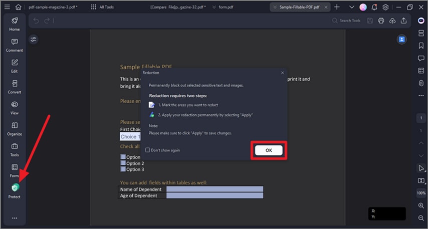 Инструмент Mark for Redact в PDFelement Pro