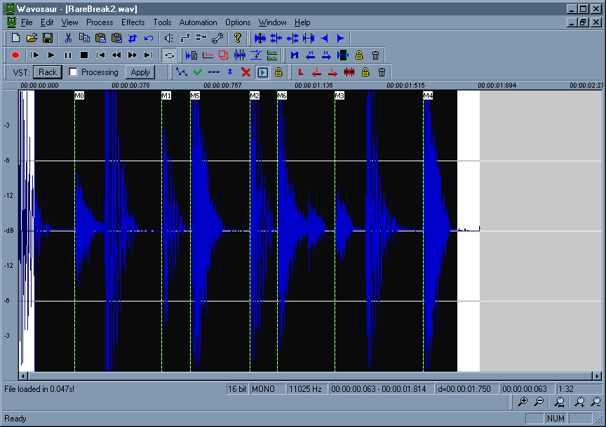 Работа с маркерами в Wavosaur