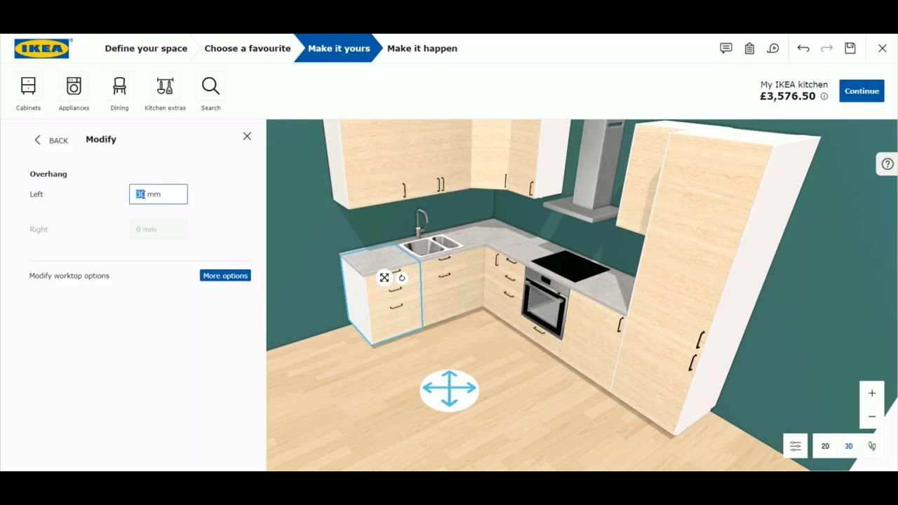 IKEA Kitchen Planner — столешница и стеновые панели
