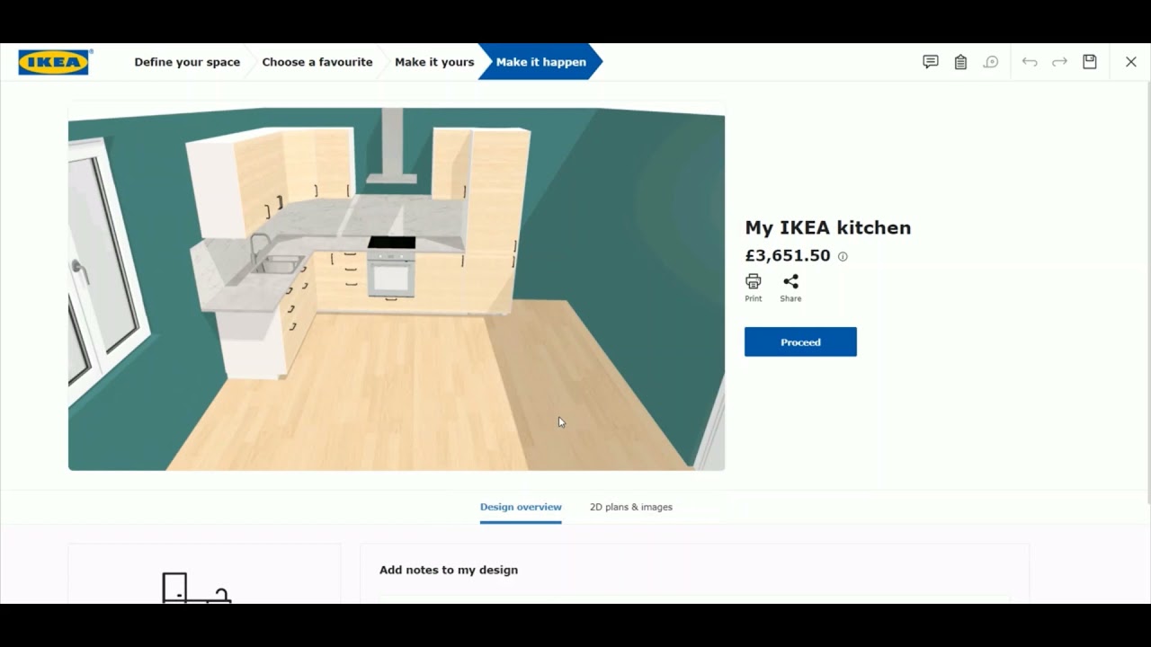 IKEA Kitchen Planner — сохранение и переход к финализации