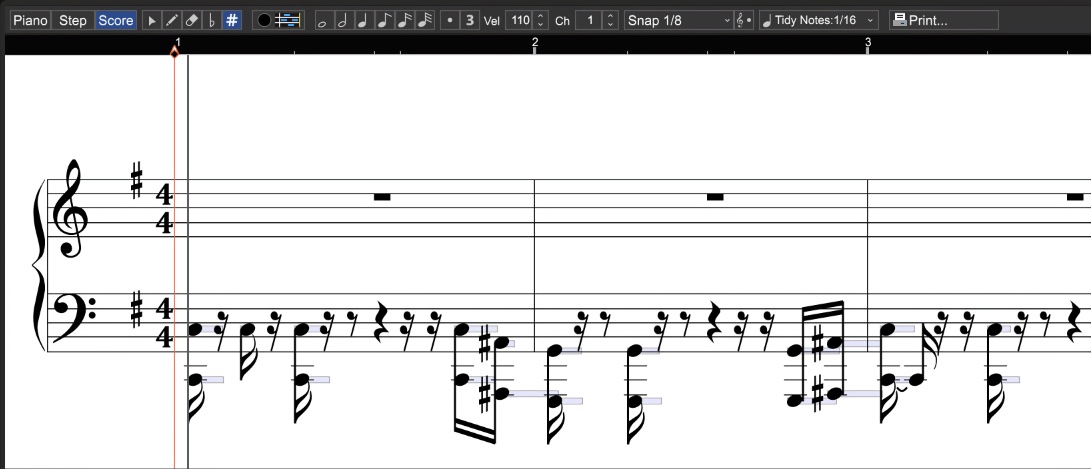 Score Editor в Acoustica Mixcraft