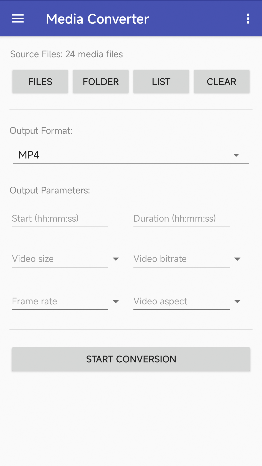 Скриншот Media Converter на Android с выбранным MP4
