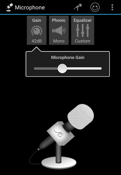Приложение Microphone для вывода голоса через AUX