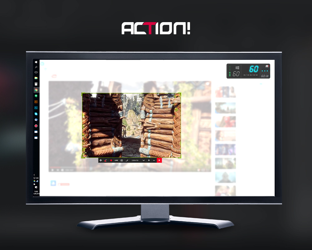 Выбор области захвата в Mirillis Action!